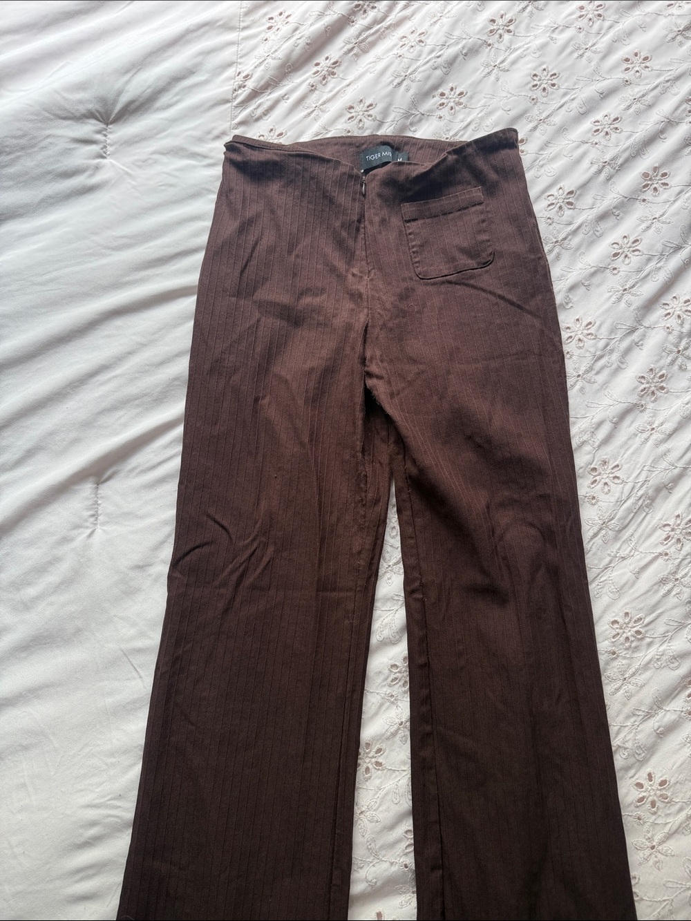 Tiger Mist Brown Pinstripe Straight-Leg Pants